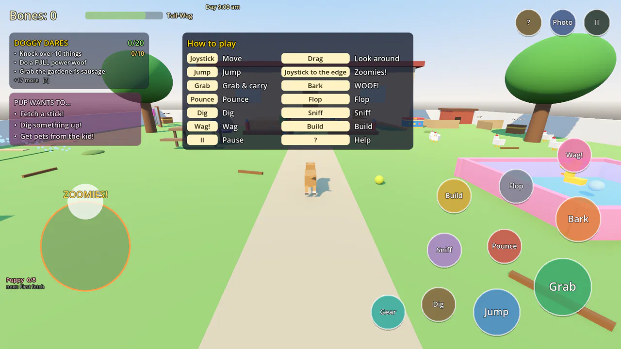 O jogo no celular com os botões de toque na tela